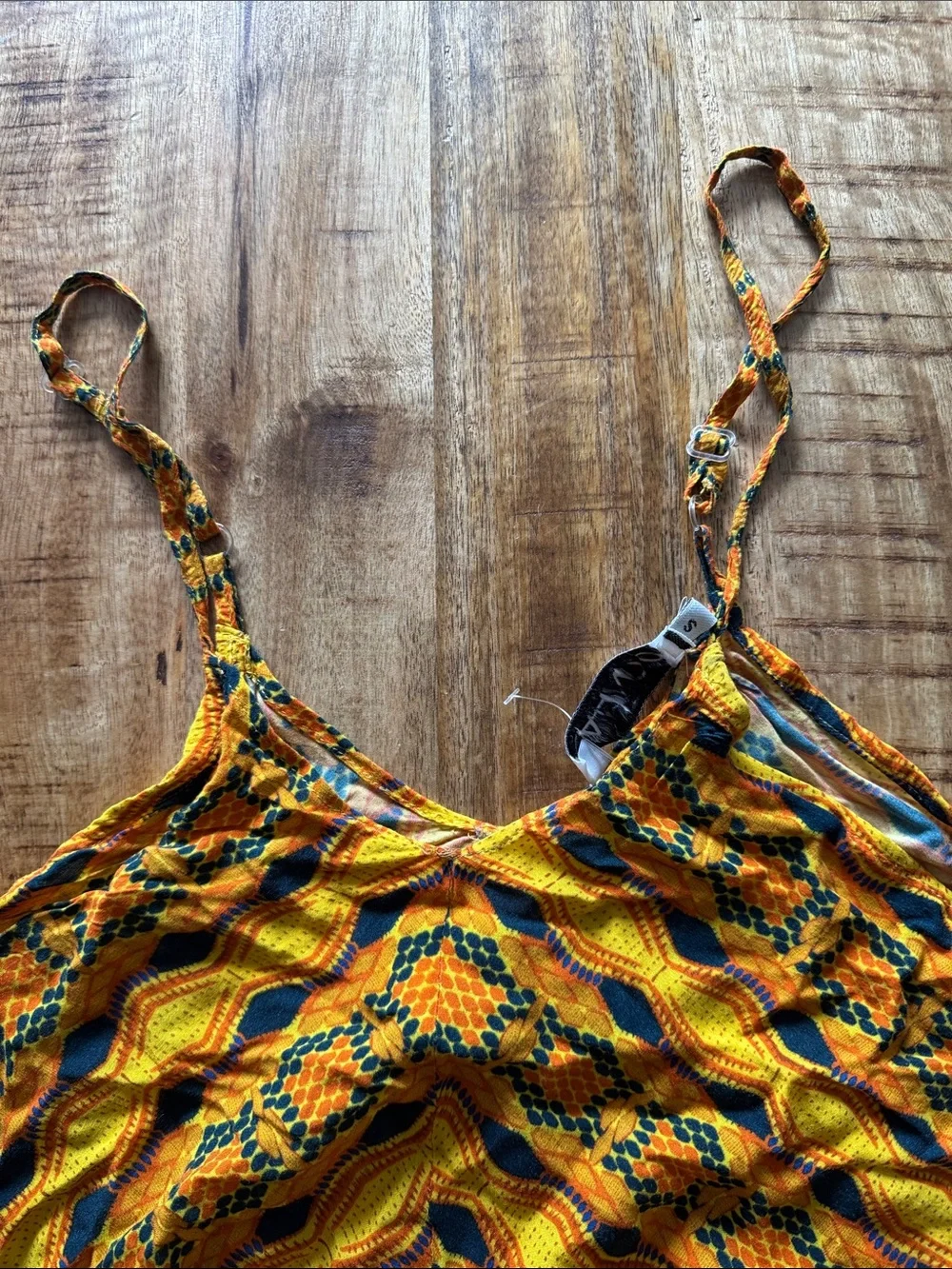 KAHINDO Kano African Tribal Printed Yellow Orange Wide-Leg Jumpsuit EUC SMALL